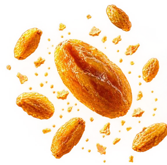 Golden Raisins suspended in golden light